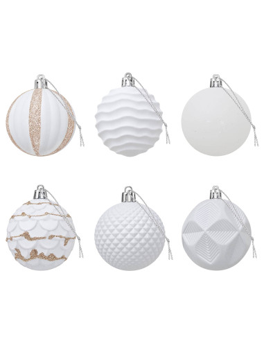 Set di Palline di Natale 36 pz Bianco 6 cm Polistirolo