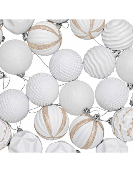 Set di Palline di Natale 36 pz Bianco 6 cm Polistirolo
