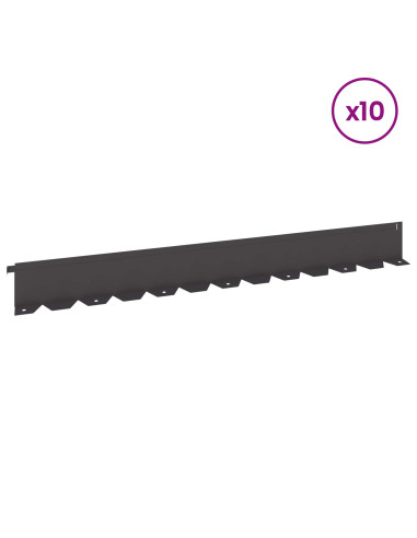 Bordura per Prato 10 pz 102 x 10 x 4 cm Acciaio Nero
