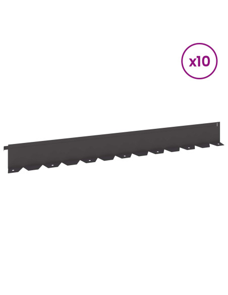 Bordura per Prato 10 pz 102 x 10 x 4 cm Acciaio Nero