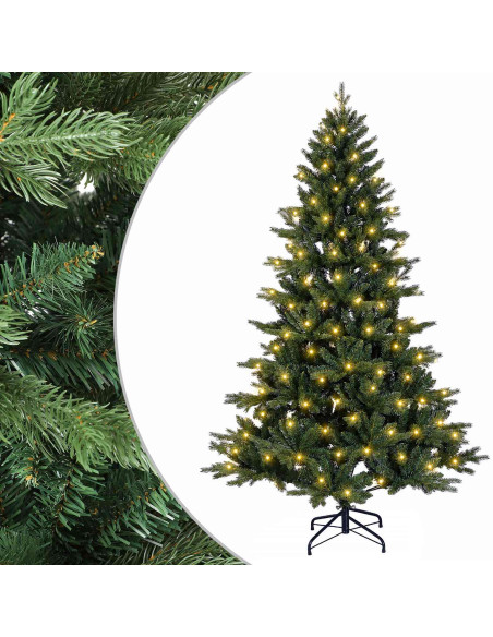 Albero di Natale Artificiale con Rami Pieghevoli 180 cm 300 LED