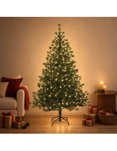 Albero di Natale Artificiale con Rami Pieghevoli 150 cm 150 LED