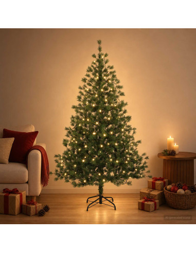Albero di Natale Artificiale con Rami Pieghevoli 150 cm 150 LED