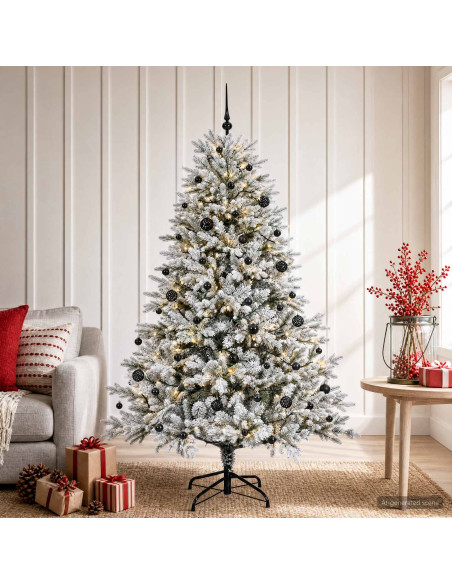 Albero di Natale artificiale con palline 150 cm 150 LED