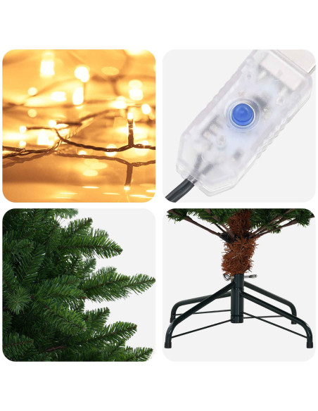 Albero di Natale artificiale 210 cm 300 LED Bianco caldo