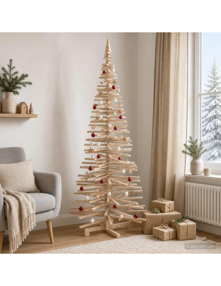 Albero di Natale in legno KOTKA 240 cm Legno Massello di Pino
