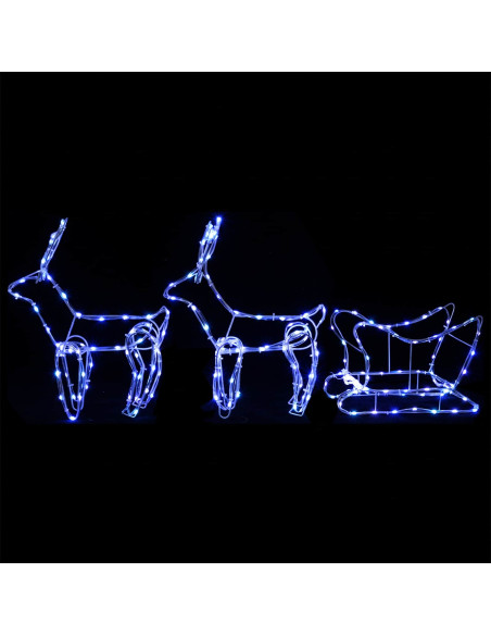 Decorazione natalizia con renna e slitta LOVIISA 240 LED Blu