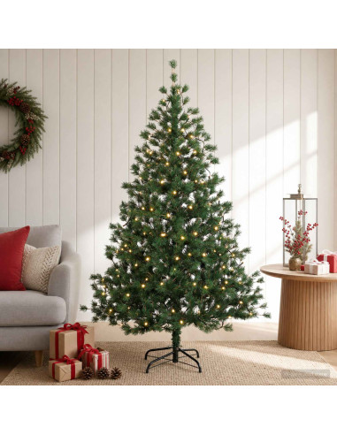 Albero di Natale Artificiale con Rami Pieghevoli 150 cm 150 LED