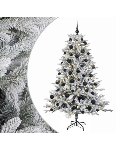 Albero di Natale artificiale con palline 150 cm 150 LED