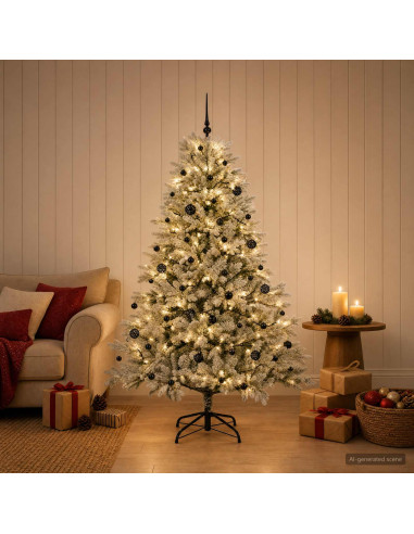Albero di Natale artificiale con palline 150 cm 150 LED