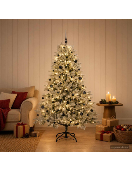 Albero di Natale artificiale con palline 150 cm 150 LED