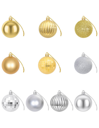 Set di Palline di Natale 75 pz Argento e oro 6 cm Polistirolo