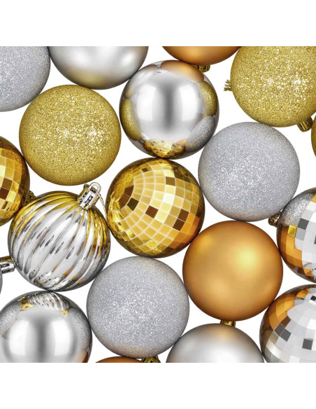 Set di Palline di Natale 75 pz Argento e oro 6 cm Polistirolo