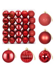 Set di Palline di Natale 50 pz Rosso 8 cm Polistirolo
