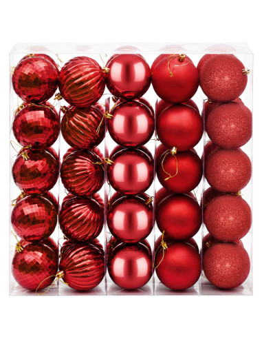 Set di Palline di Natale 50 pz Rosso 8 cm Polistirolo