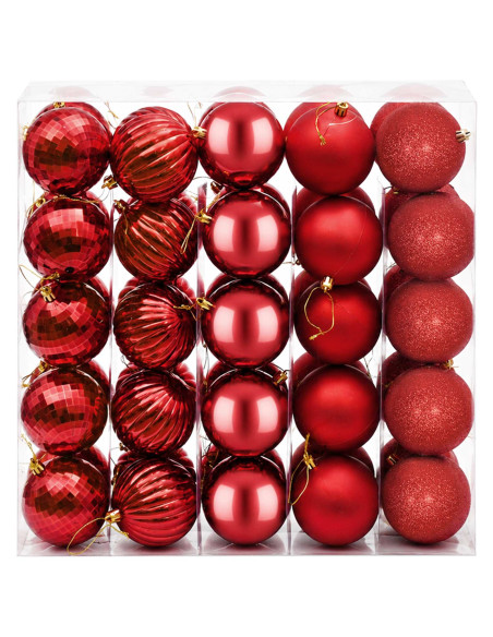 Set di Palline di Natale 50 pz Rosso 8 cm Polistirolo