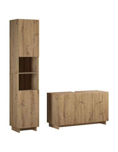 Set mobili da bagno 2 pz Rovere Artigianale