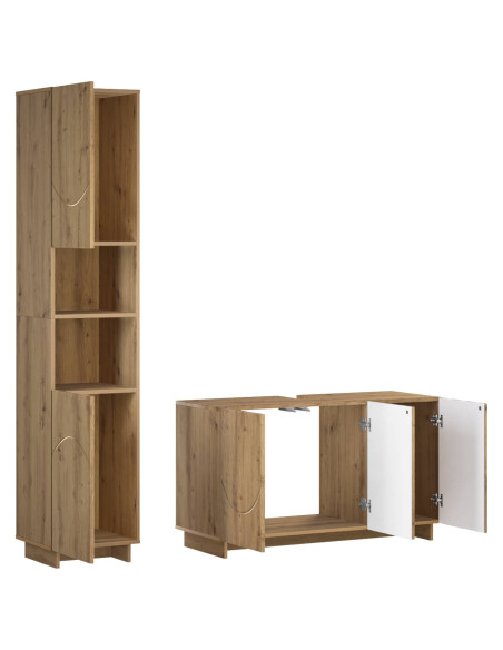 Set mobili da bagno 2 pz Rovere Artigianale