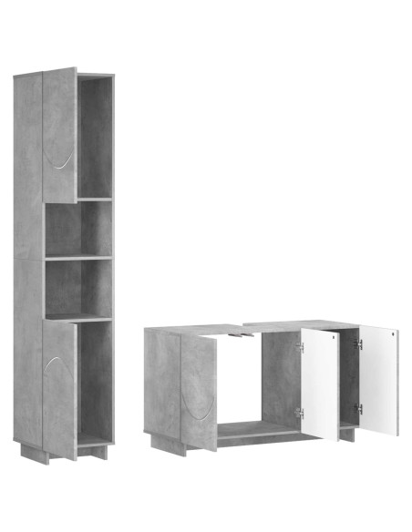 Set mobili da bagno 2 pz Grigio Cemento Legno ingegnerizzato