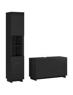 Set mobili da bagno 2 pz Nero Legno ingegnerizzato 2