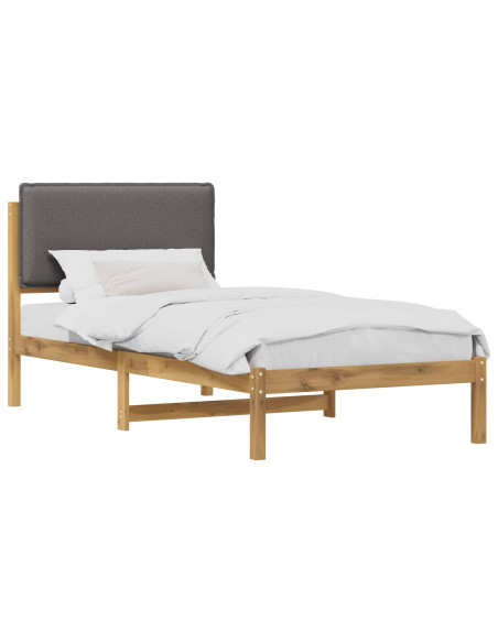 Letto con Testiera Rivestita Bianco lavato e grigio chiaro