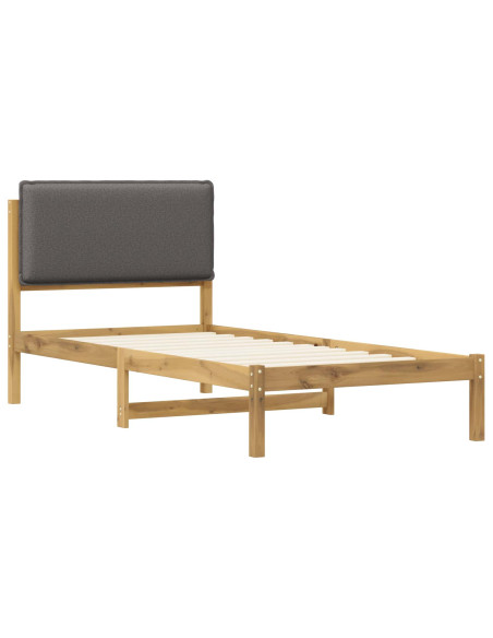 Letto con Testiera Rivestita Bianco lavato e grigio chiaro