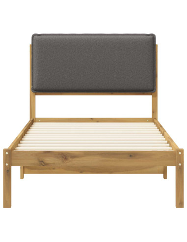 Letto con Testiera Rivestita Bianco lavato e grigio chiaro