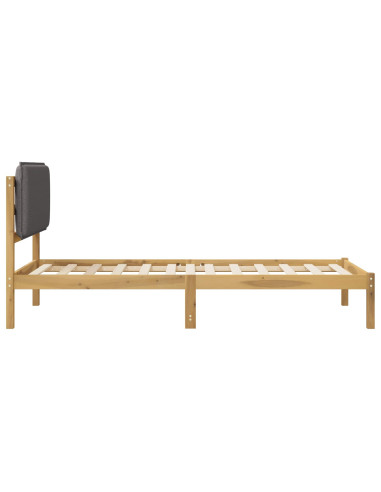 Letto con Testiera Rivestita Bianco lavato e grigio chiaro