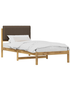 Letto con Testiera Rivestita Bianco lavato e taupe 100 x 200 cm 2