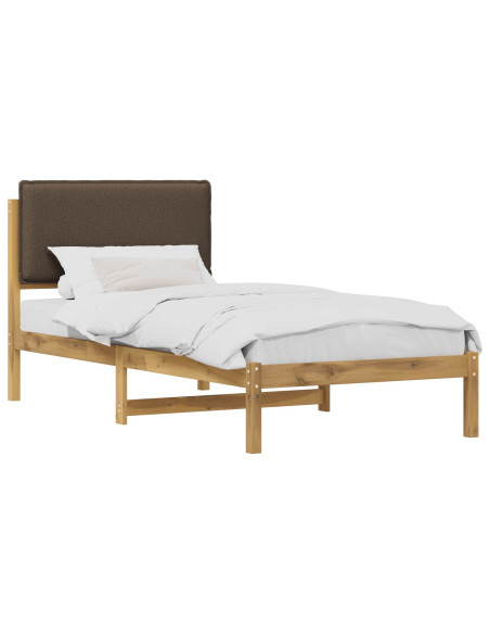 Letto con Testiera Rivestita Bianco lavato e taupe 100 x 200 cm