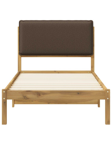 Letto con Testiera Rivestita Bianco lavato e taupe 100 x 200 cm