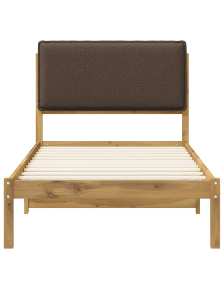Letto con Testiera Rivestita Bianco lavato e taupe 100 x 200 cm