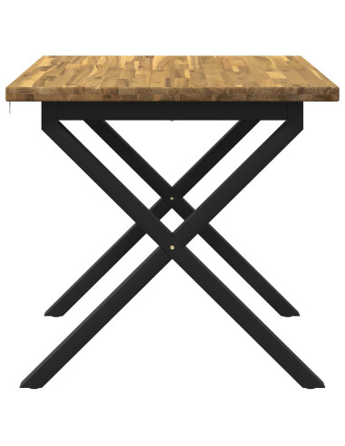 70 x 70 x 75 cm Legno di Acacia Massello Bianco e Nero Quadrato
