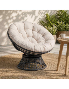 Cuscino per Sedia Papasan VIANEN 100% Poliestere Bianco