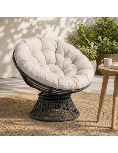 Cuscino per Sedia Papasan VIANEN 100% Poliestere Bianco