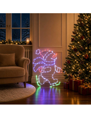 Insegna LED Babbo Natale sui pattini LOVIISA 120 LED