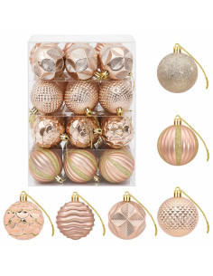 Set di Palline di Natale 36 pz Oro rosa 6 cm Polistirolo