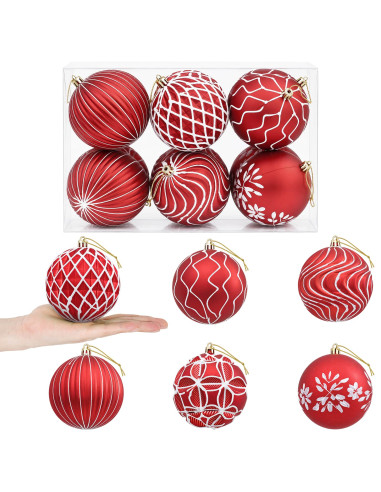 Set di palline di Natale XL 12 pz Rosso e Bianco 10 cm