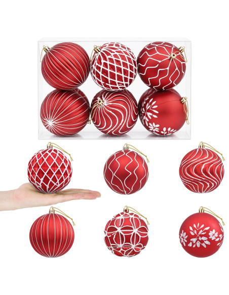 Set di palline di Natale XL 12 pz Rosso e Bianco 10 cm