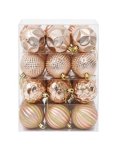 Set di Palline di Natale 36 pz Oro rosa 6 cm Polistirolo