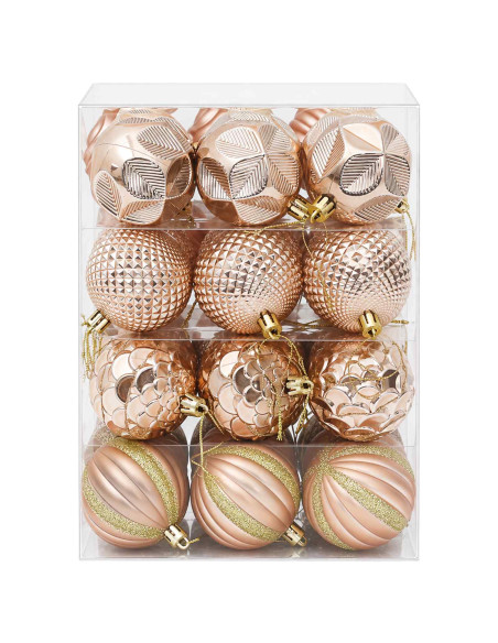 Set di Palline di Natale 36 pz Oro rosa 6 cm Polistirolo