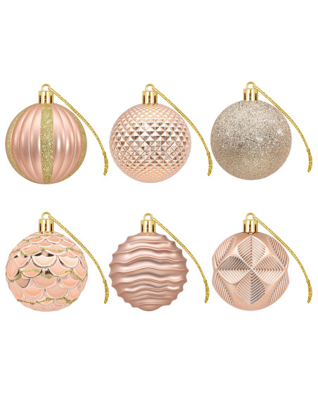 Set di Palline di Natale 36 pz Oro rosa 6 cm Polistirolo