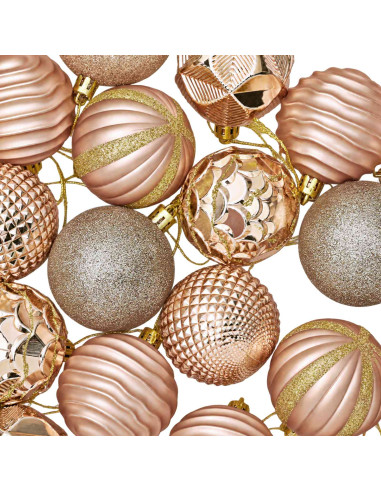 Set di Palline di Natale 36 pz Oro rosa 6 cm Polistirolo