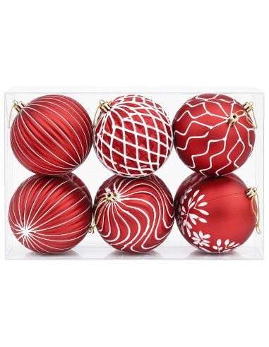 Set di palline di Natale XL 12 pz Rosso e Bianco 10 cm