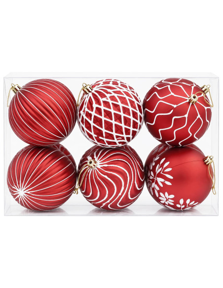 Set di palline di Natale XL 12 pz Rosso e Bianco 10 cm