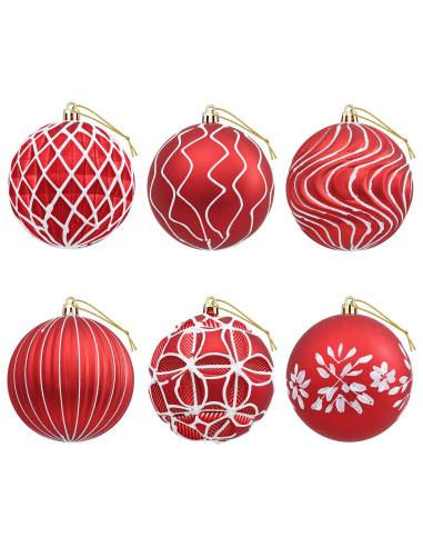Set di palline di Natale XL 12 pz Rosso e Bianco 10 cm