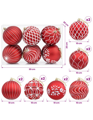 Set di palline di Natale XL 12 pz Rosso e Bianco 10 cm