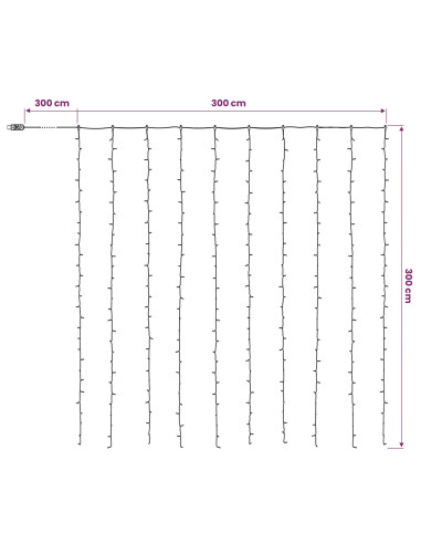 Tenda luminosa Trasparente 300 x 300 cm PVC 300 LED
