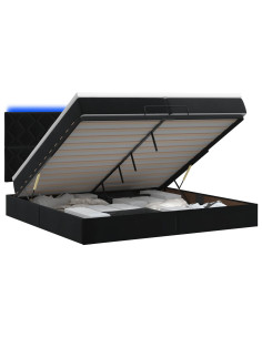 Letto Ottomano con Materasso e LED Nero 200 x 200 cm Velluto