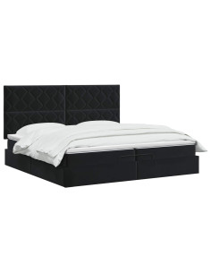 Letto ottomano con materasso Nero 200 x 200 cm Velluto 2